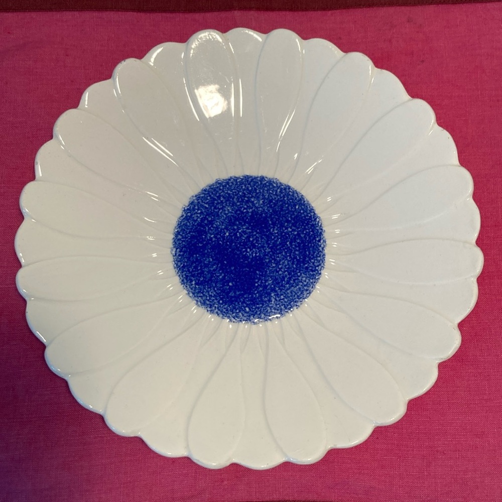 Gien France hand painted blue daisy plate vintage